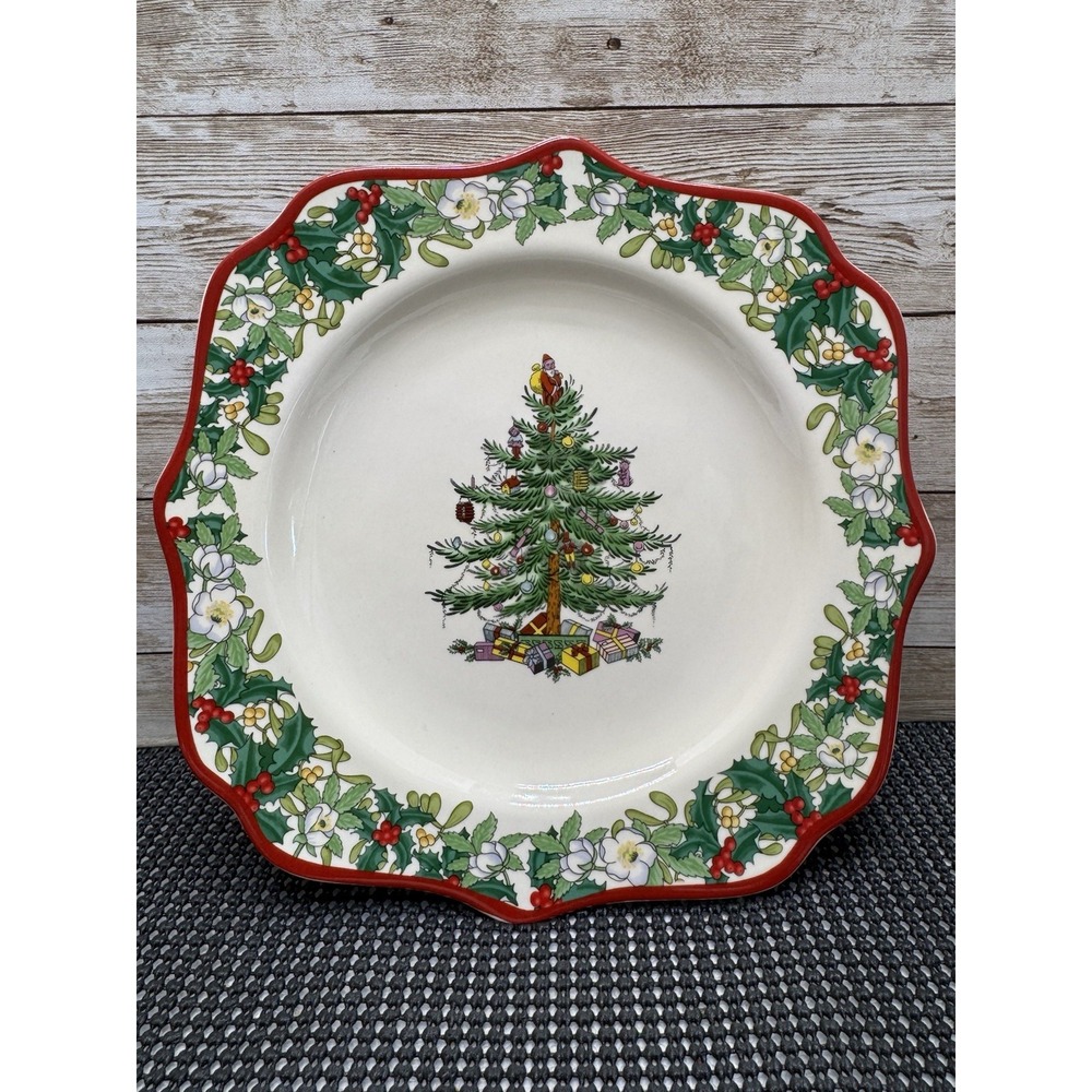 Spode Christmas Tree Red Border Plate Limited Edition 70th Anniversary  9" 2008